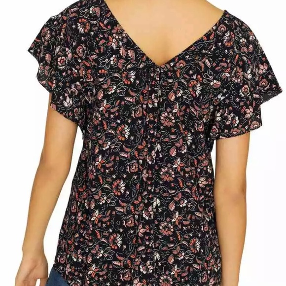 Sanctuary Floral print V-Neck Short Sleeve Top SP - Picture 2 of 10